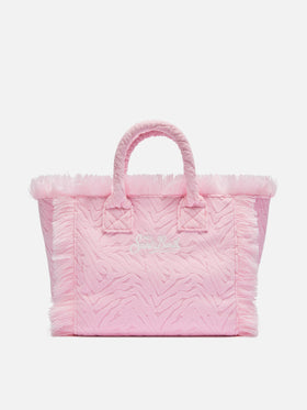 Borsa Colette in spugna rosa con stampa zebrata in rilievo