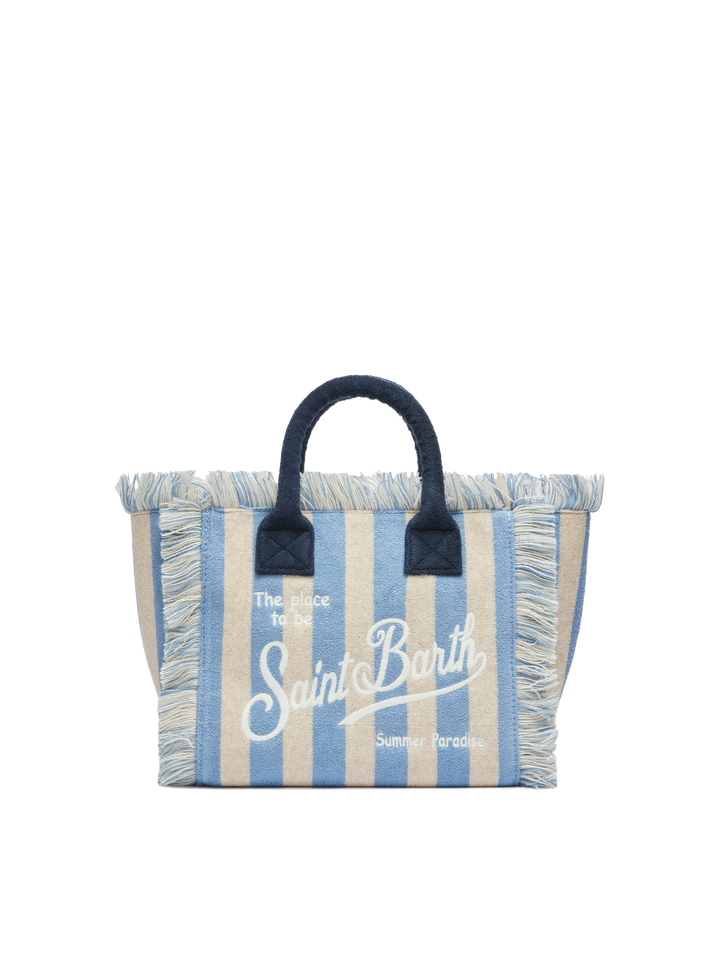 Borsa Colette in spugna con stampa a righe azzurre