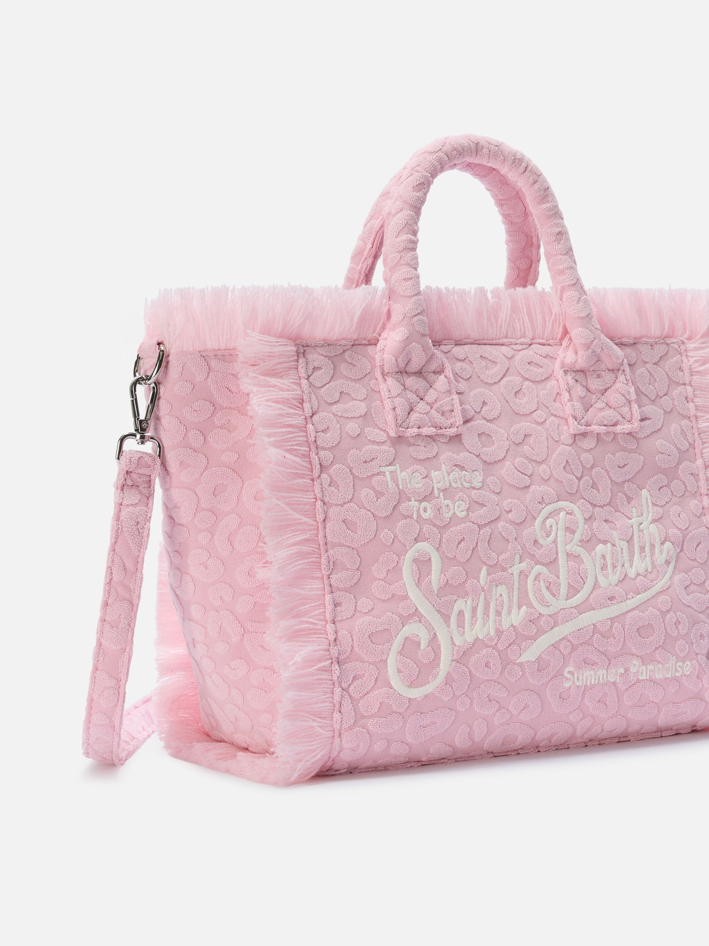 Terry effect Colette bag with raised leopard pattern