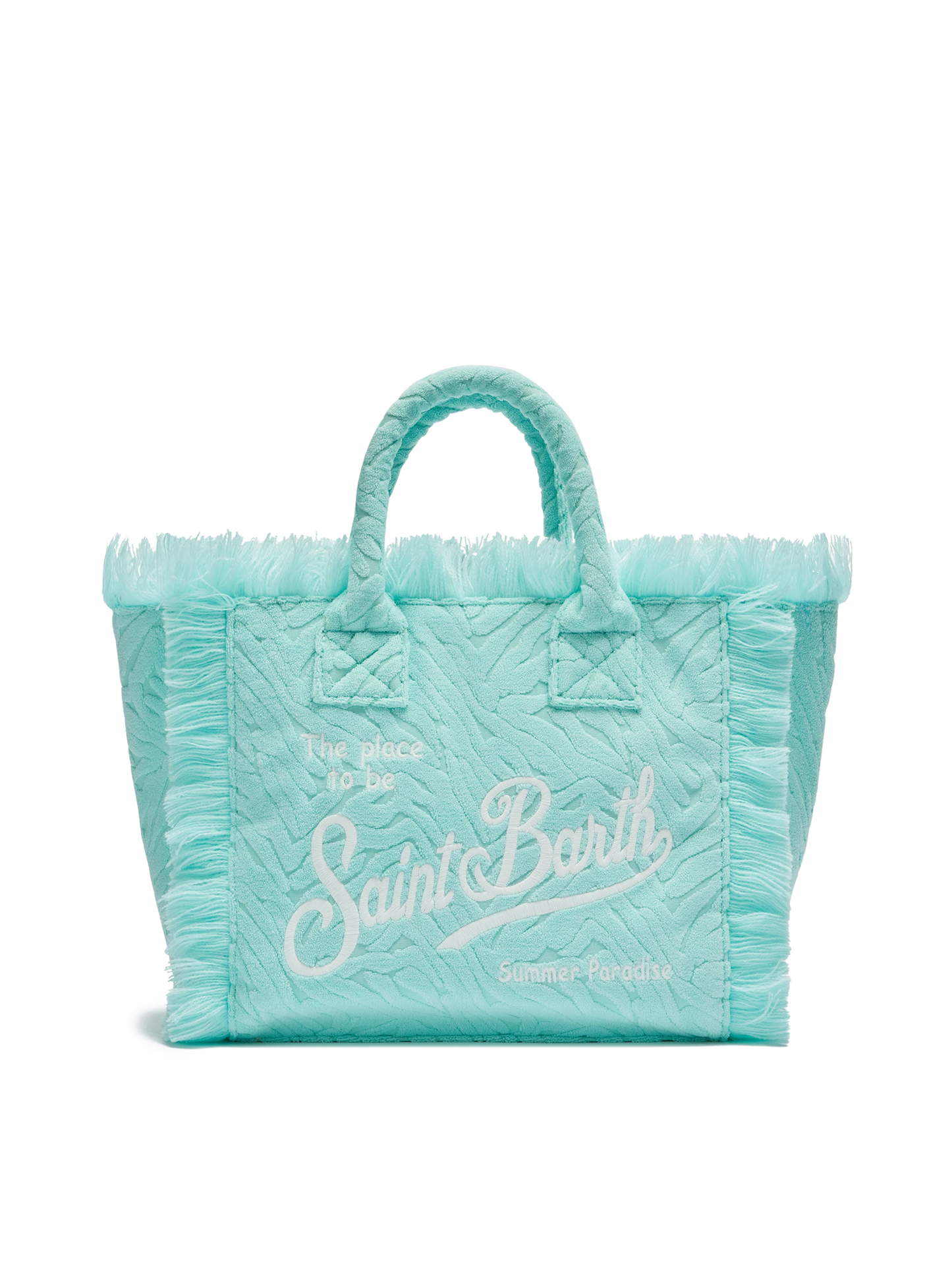 Borsa Colette in spugna verde acqua con stampa zebrata in rilievo