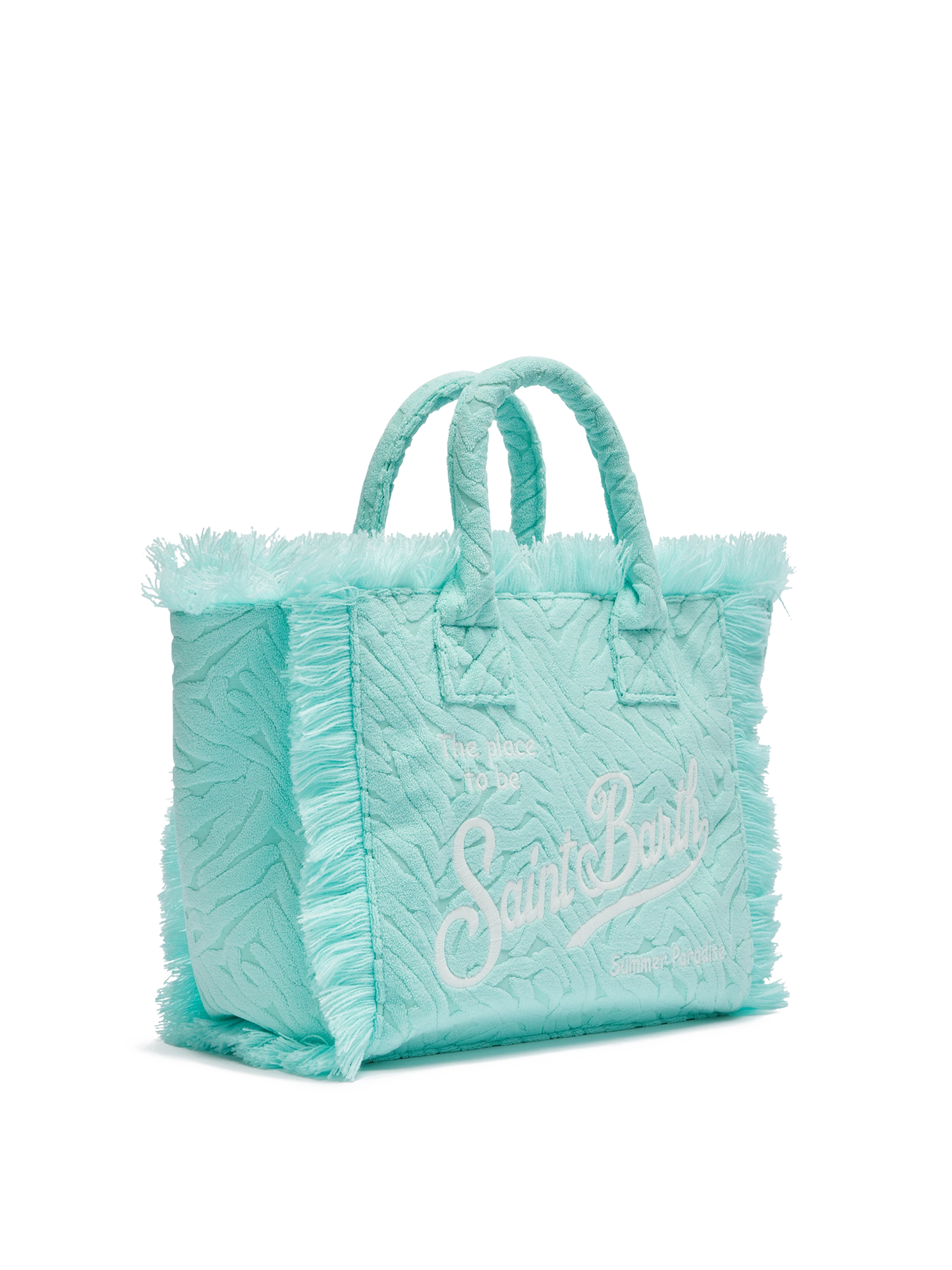 Borsa Colette in spugna verde acqua con stampa zebrata in rilievo