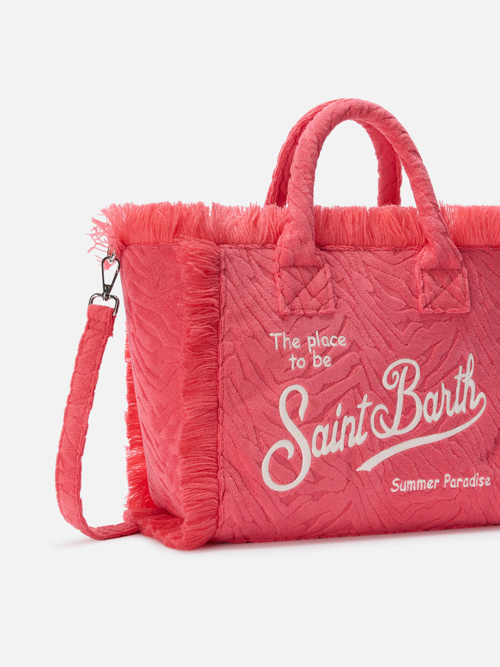 Terry effect Colette bag with raised zebra pattern