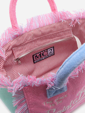 Borsa Colette in tessuto effetto spugna multicolor color block