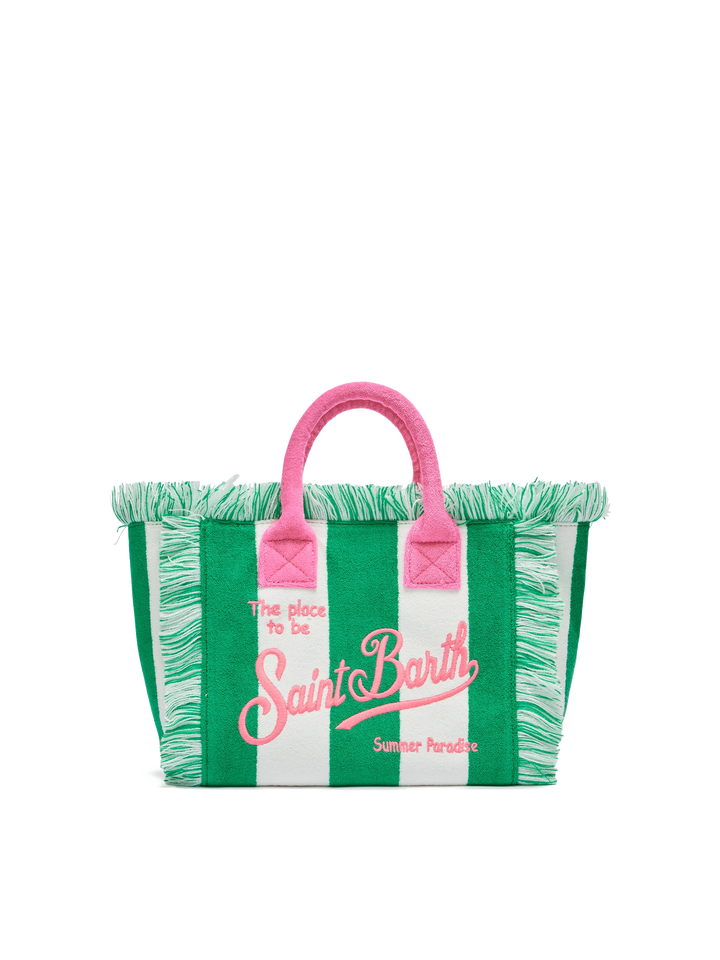 Borsa Colette in spugna verde con stampa a righe verdi