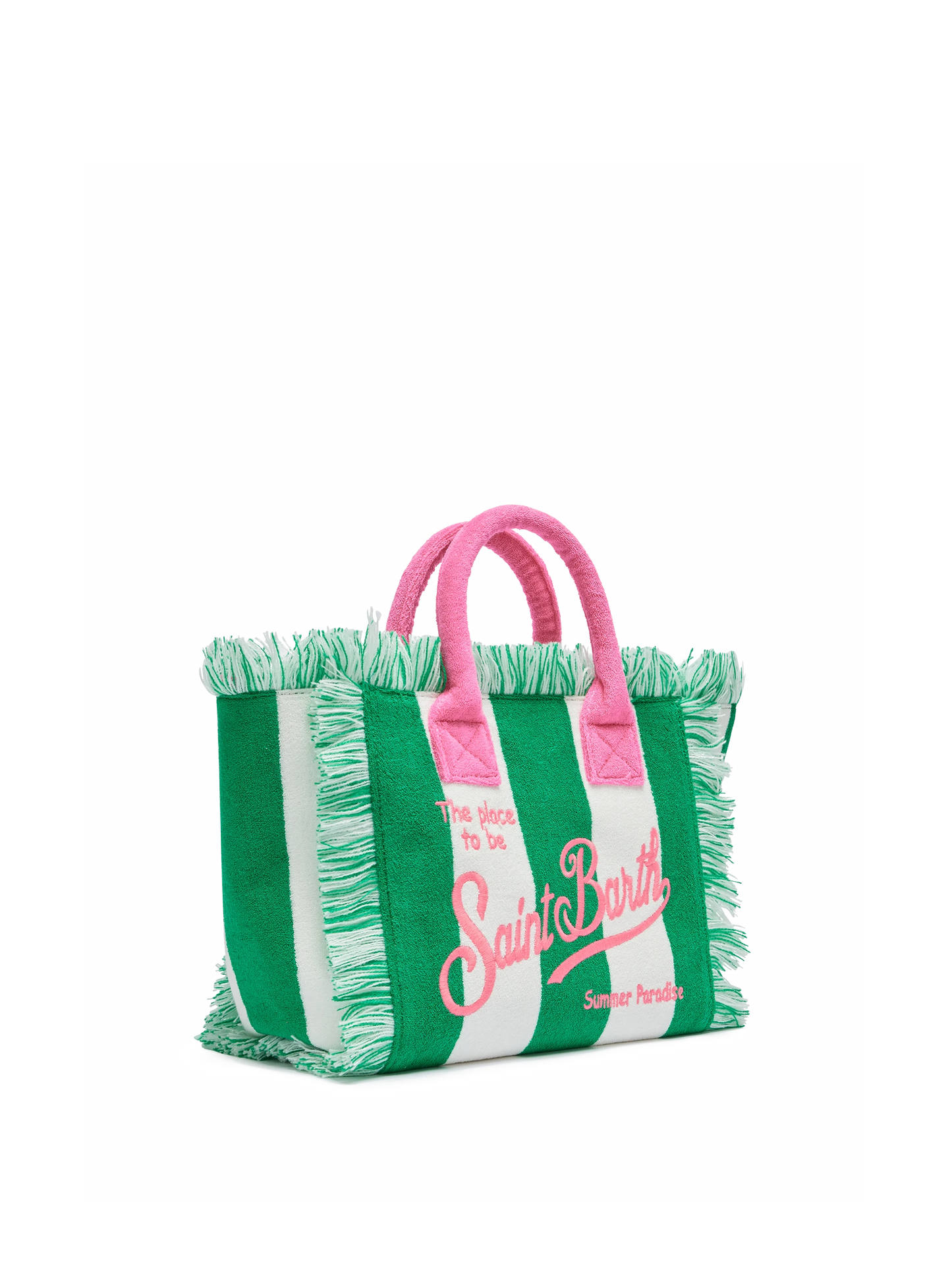 Colette Sponge – Grüne Frottee-Handtasche mit Streifen