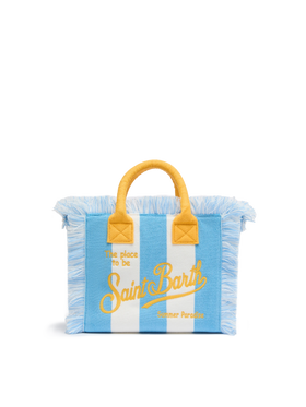 Borsa Colette in spugna azzurra con stampa a righe azzurre