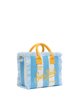 Borsa Colette in spugna azzurra con stampa a righe azzurre