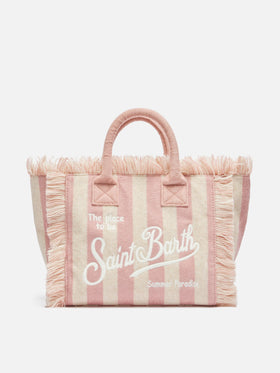 Borsa Colette in spugna rosa chiaro con stampa a righe rosa