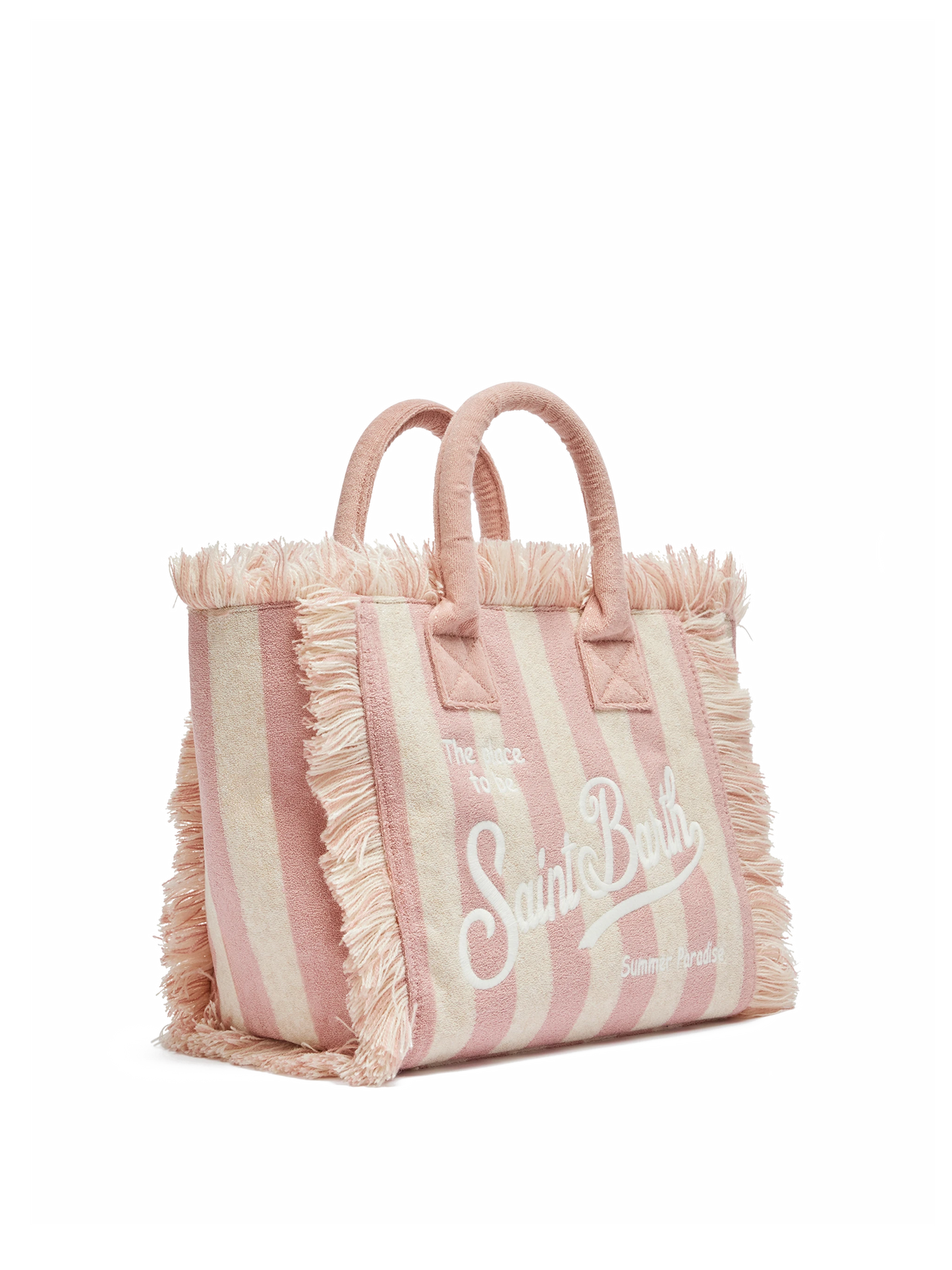 Colette Sponge light pink striped terry handbag