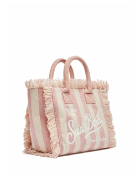 Colette Sponge light pink striped terry handbag