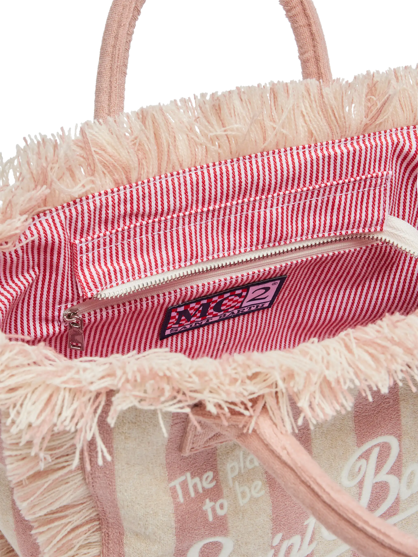 Colette Sponge light pink striped terry handbag