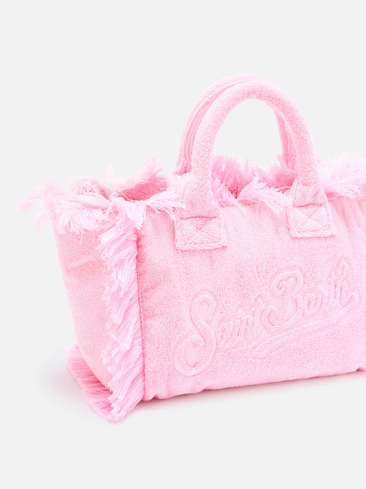 Einfarbige Colette-Tasche in Pink mit Frottee-Effekt 
