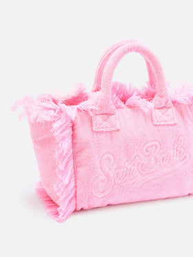 Einfarbige Colette-Tasche in Pink mit Frottee-Effekt 