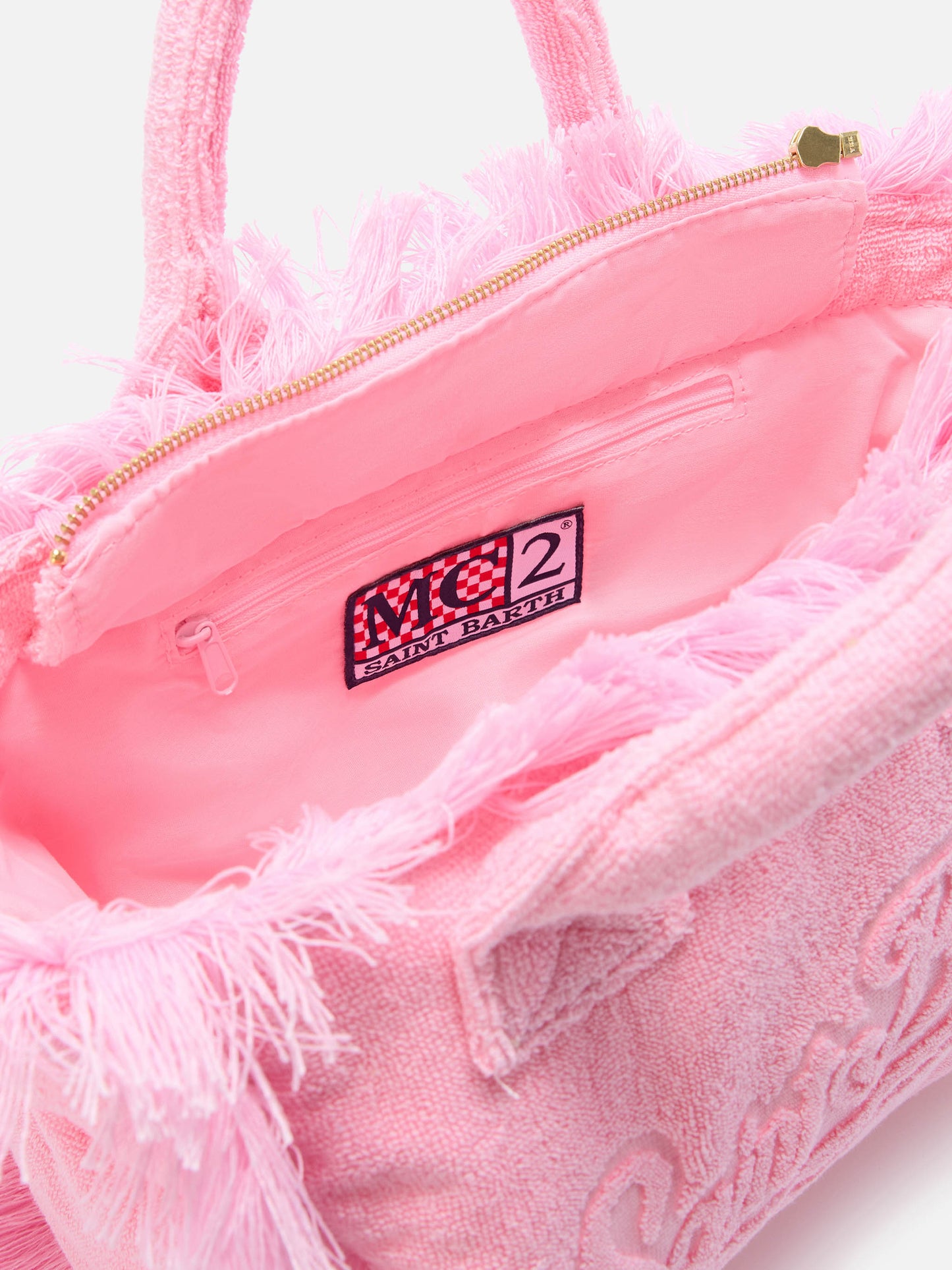 Einfarbige Colette-Tasche in Pink mit Frottee-Effekt 