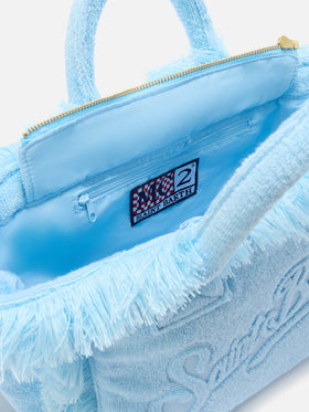 Hellblaue Colette Tasche in Unifarbe mit Frottee-Effekt 