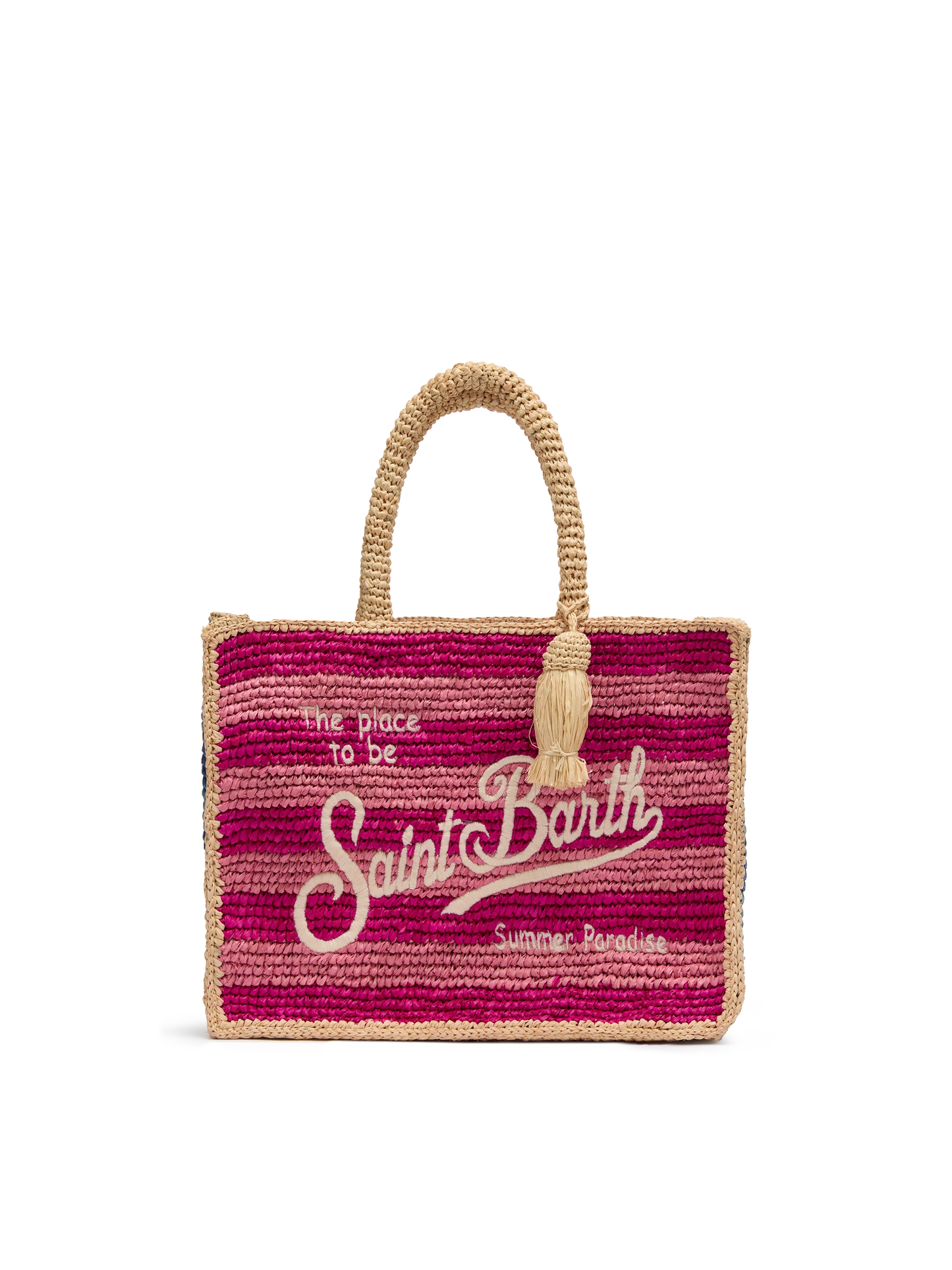 Colette Raffia Handtasche mehrfarbig gestreift mit Logo-Stickerei