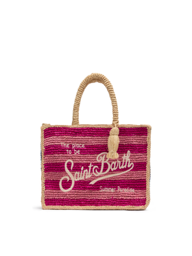Colette Raffia Handtasche mehrfarbig gestreift mit Logo-Stickerei
