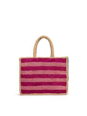 Colette Raffia Handtasche mehrfarbig gestreift mit Logo-Stickerei