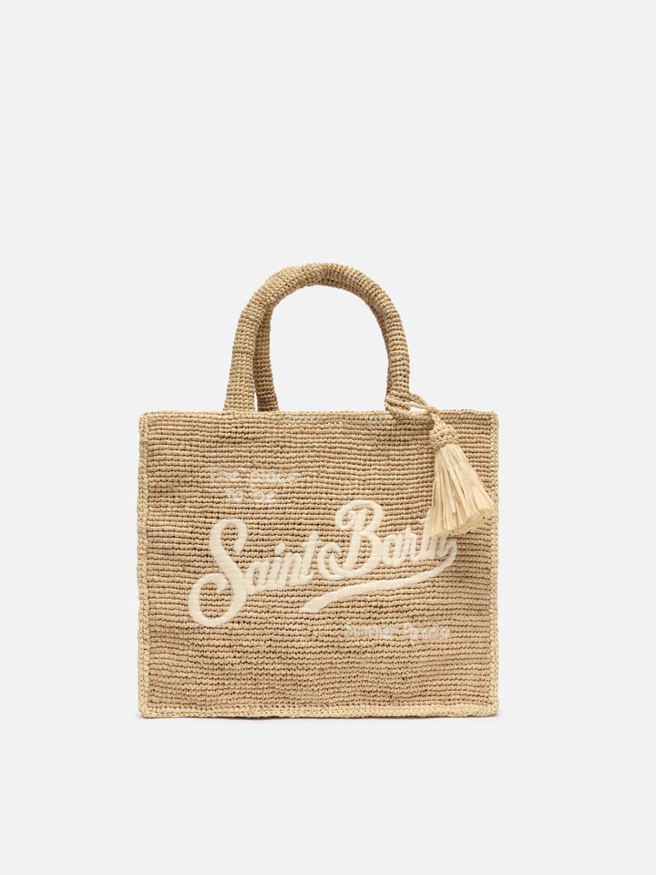 Borsa Colette in rafia con logo ricamato