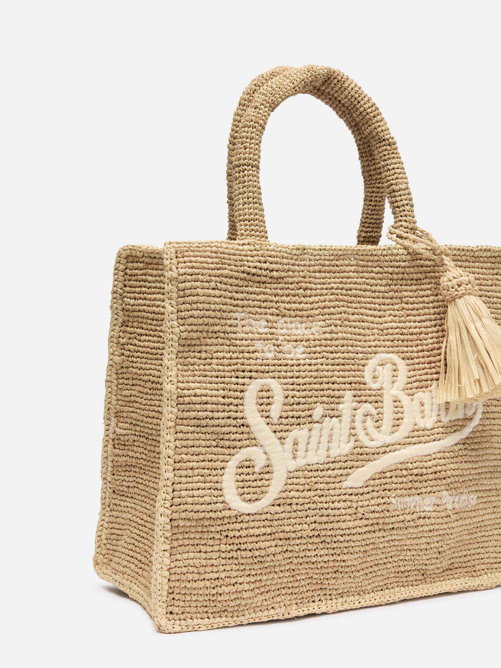 Colette Raffia Handtasche mit Logo-Stickerei