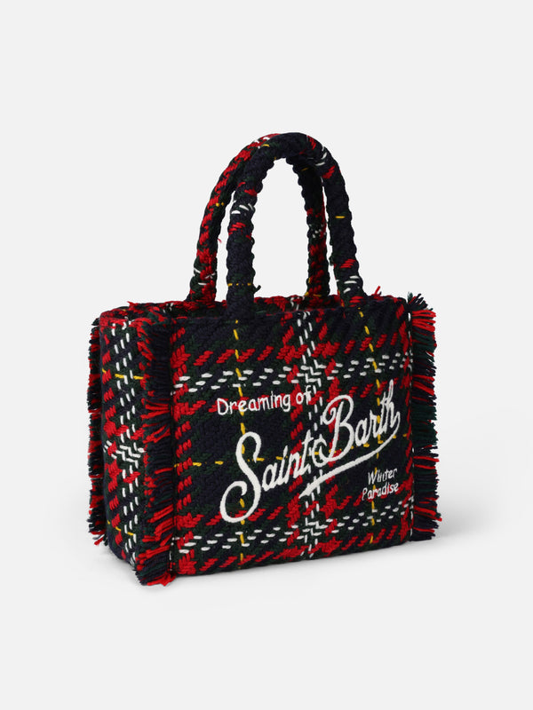 Borsa a mano Colette in lana con maxi motivo tartan