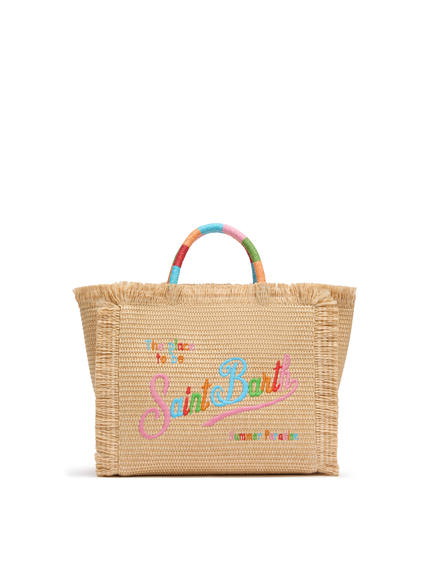 Colette Handtasche in Strohoptik mit mehrfarbiger Logostickerei