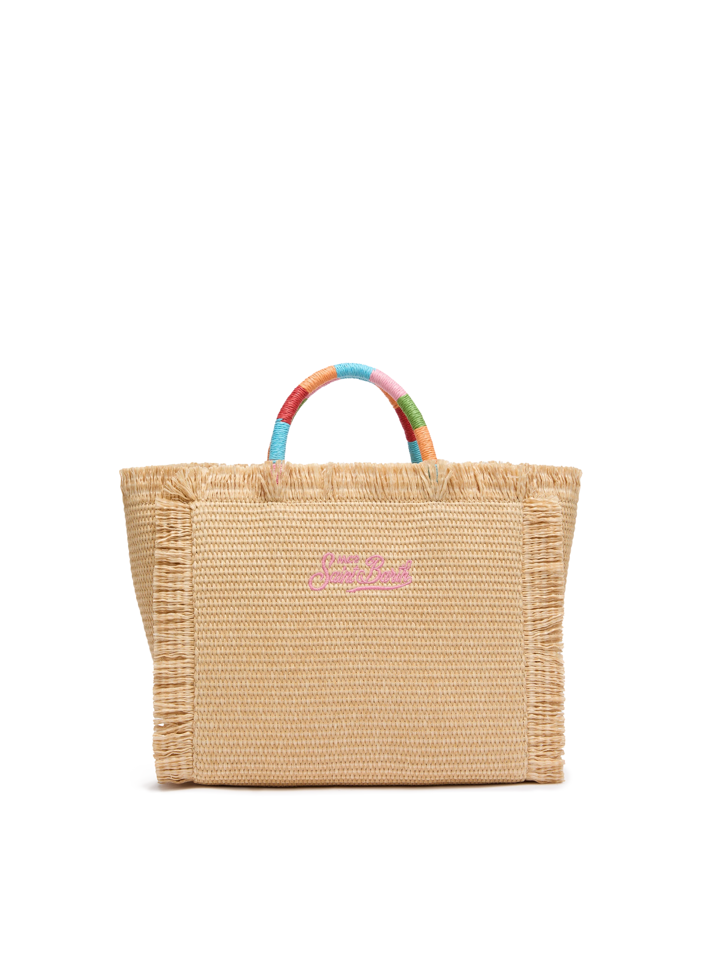 Colette Handtasche in Strohoptik mit mehrfarbiger Logostickerei