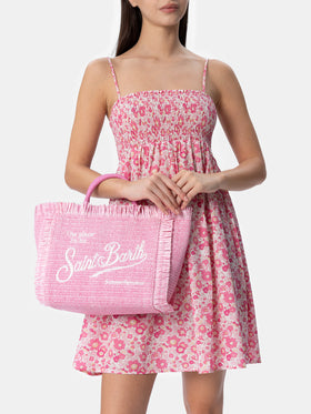 Pink Colette Straw handbag with embroidery