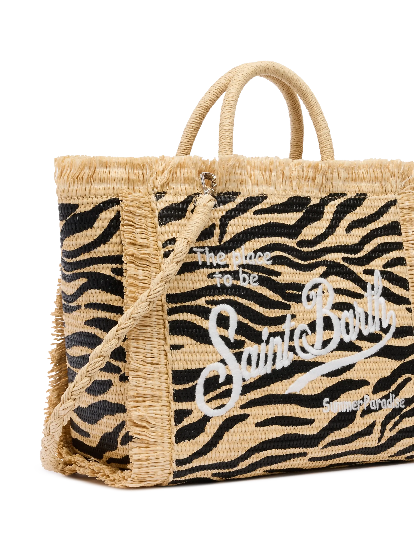 Colette Straw effect handbag with zebra print - MC2 Saint Barth