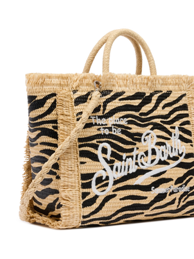 Colette Straw effect handbag with zebra print - MC2 Saint Barth