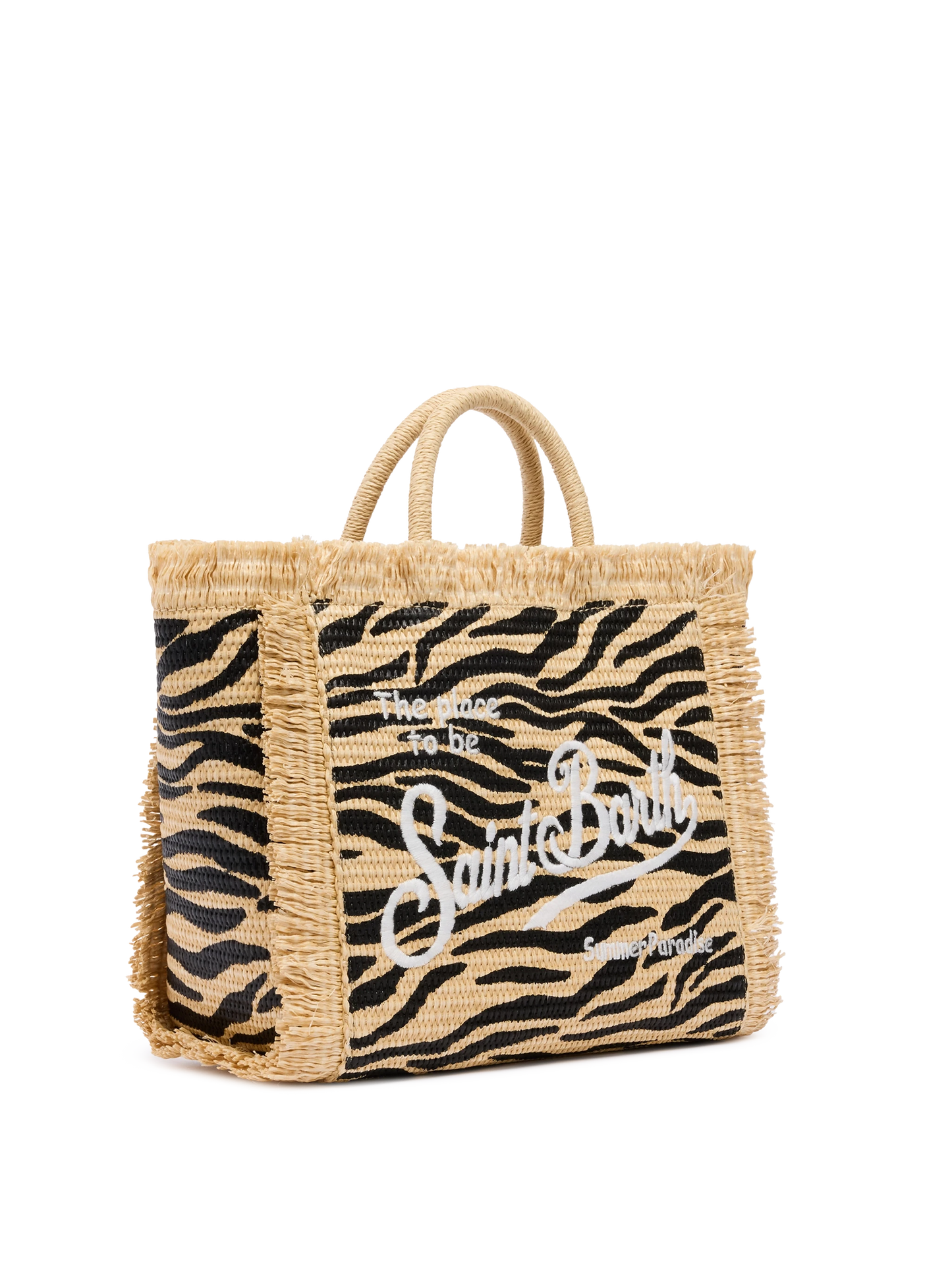 Colette Straw effect handbag with zebra print - MC2 Saint Barth