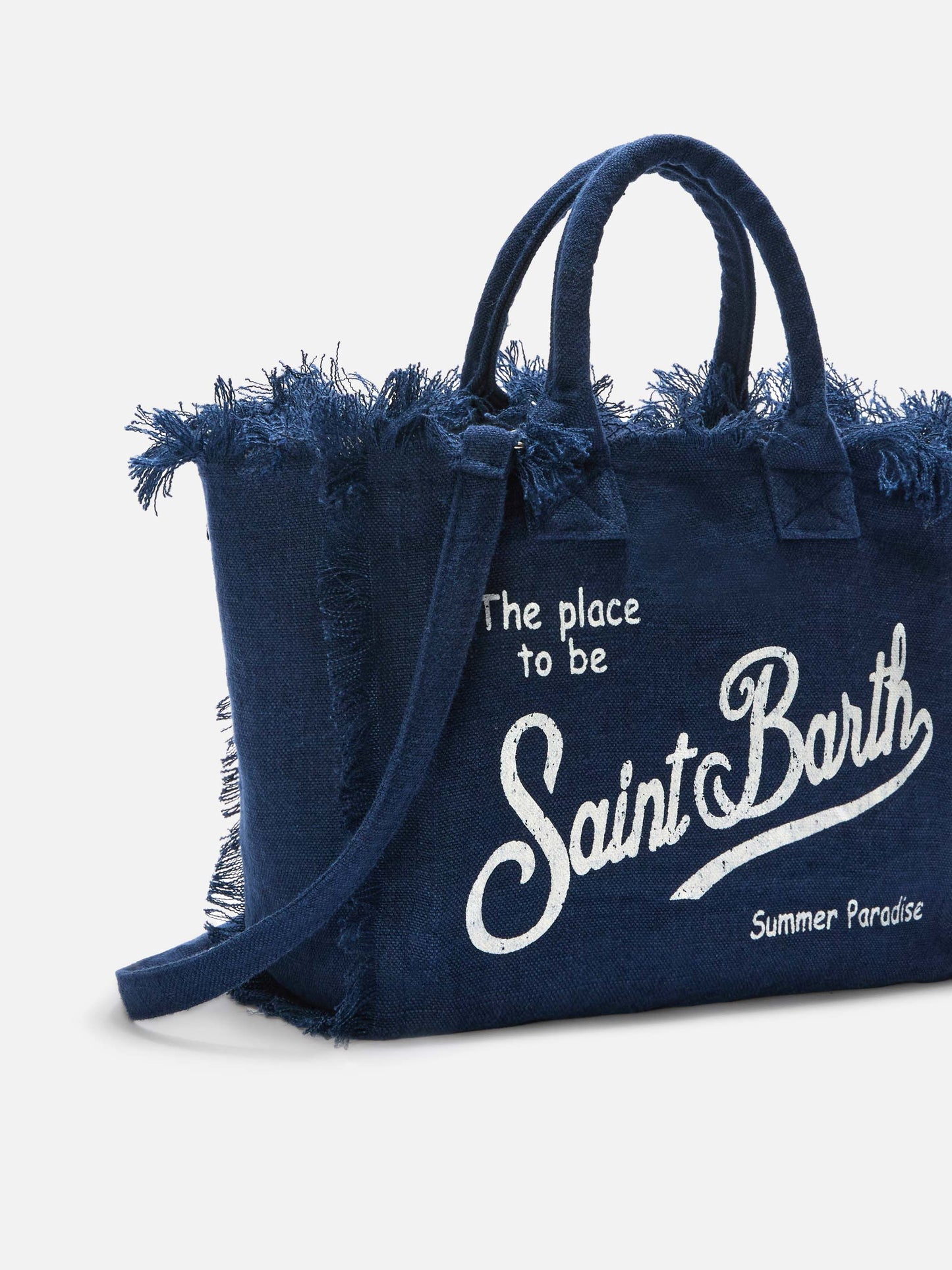 Borsa Colette in lino blu tinta unita
