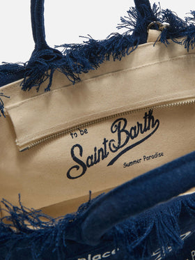 Blue solid color linen Colette bag