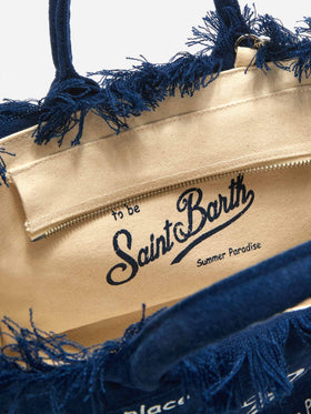 Borsa Colette in lino blu tinta unita