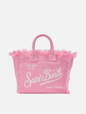 Borsa Colette in lino rosa tinta unita
