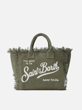 Military green solid color linen Colette bag