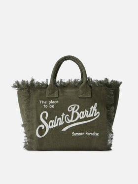 Borsa Colette in lino verde militare tinta unita