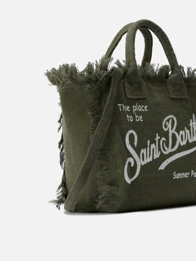 Borsa Colette in lino verde militare tinta unita