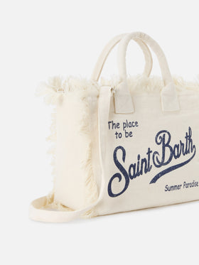 Bolso Colette de lino de color liso blanco 