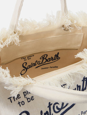 Bolso Colette de lino de color liso blanco 