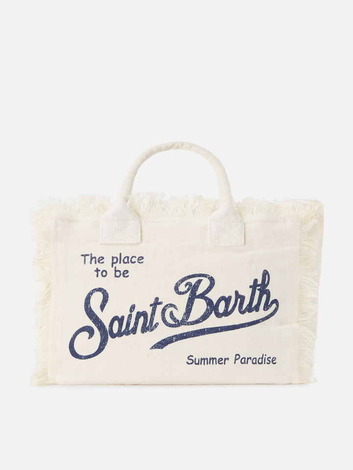 White solid color linen Colette bag