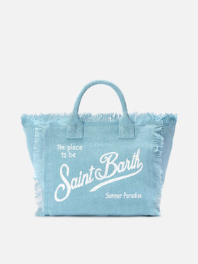 Borsa Colette in lino azzurro tinta unita