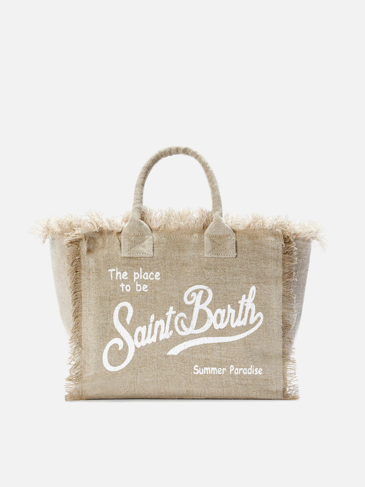 Beige solid color linen Colette bag