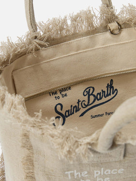 Beige solid color linen Colette bag