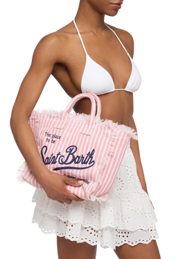 Colette linen handbag with striped print