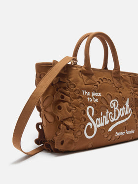 Colette Volant bag in brown broderie anglaise cotton