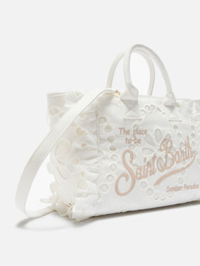 Colette Volant bag in white broderie anglaise cotton