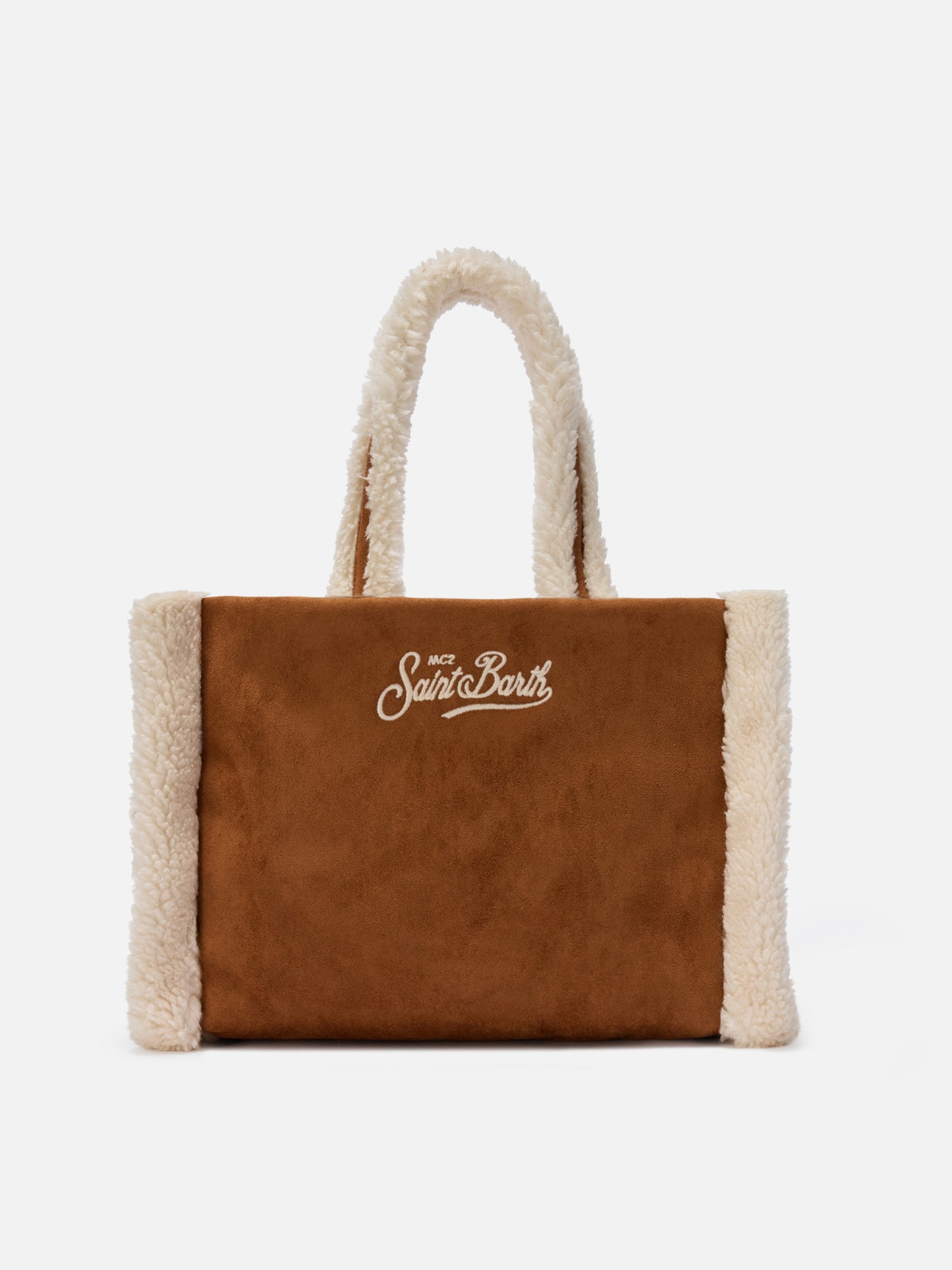 Borsa a mano  Colette Shearling  faux suede cammello con dettagli in shearling