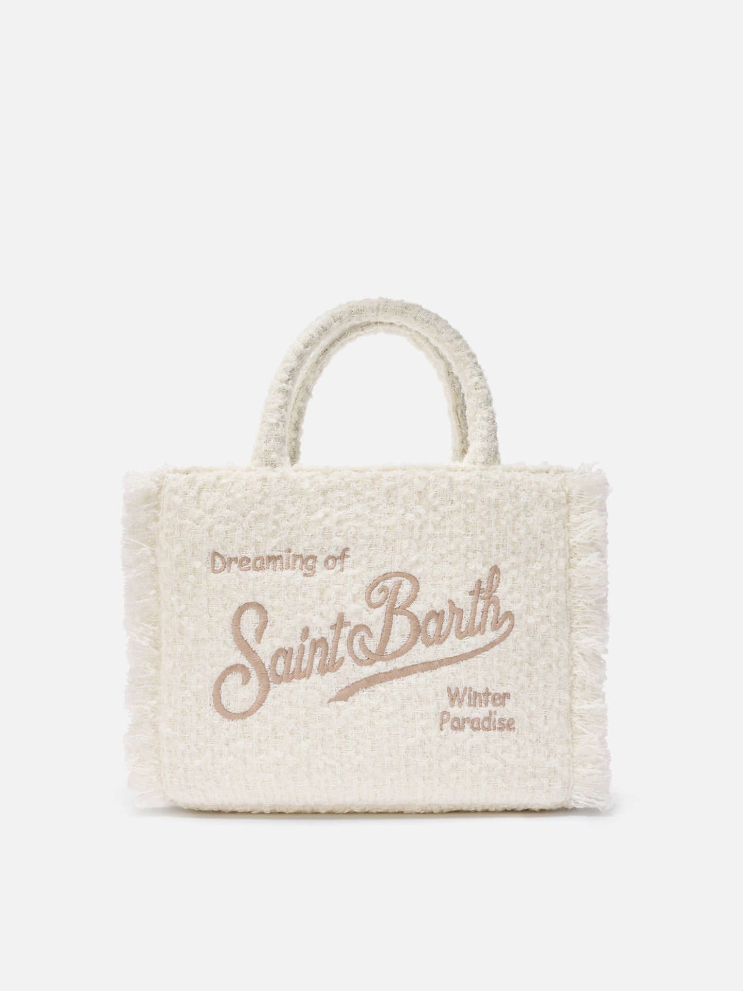 Borsa a mano Colette Tweed in misto lana bianca