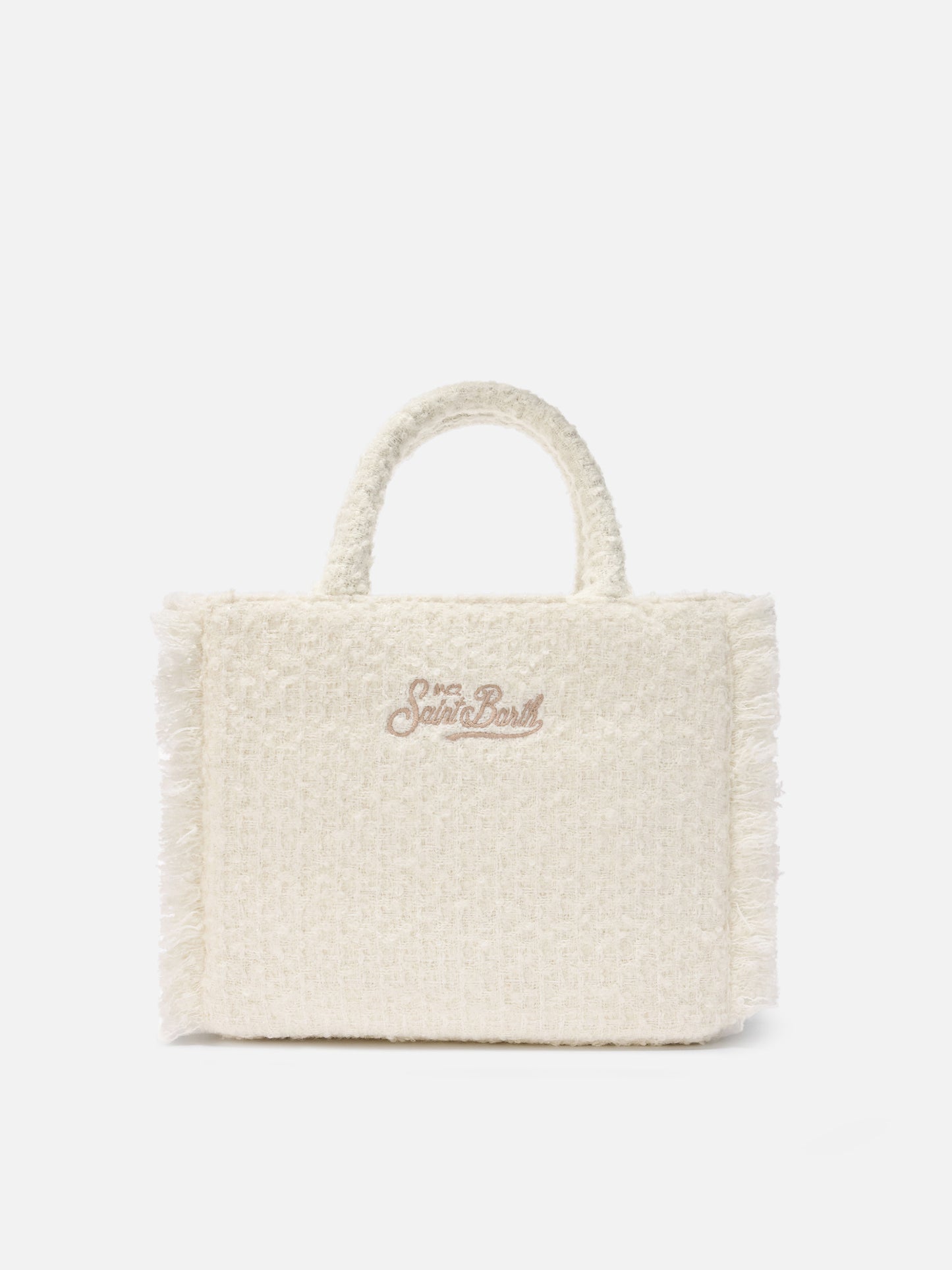 Borsa a mano Colette Tweed in misto lana bianca